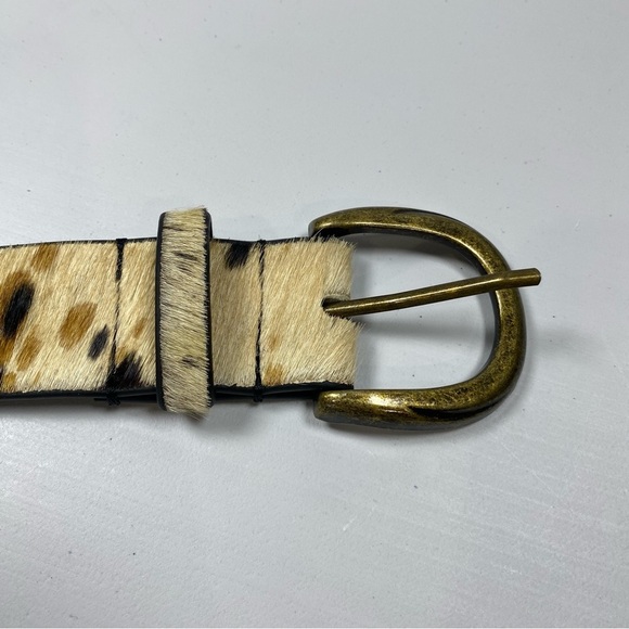 Free People Marcella Cow hair belt medium/large bronze buckle NWOT - Picture 3 of 9